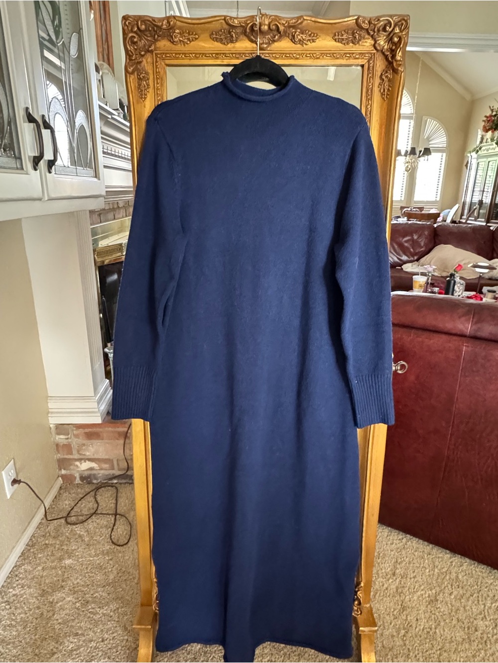 Eloquii Elements Women's Long Navy Knit Dress - Classic Crewneck